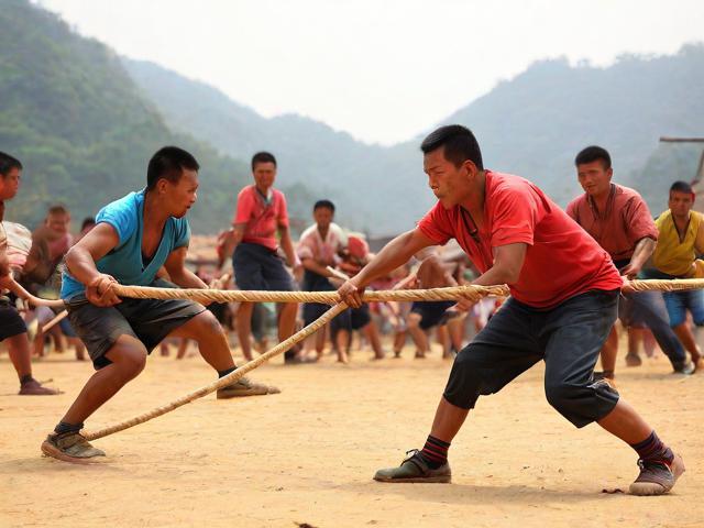 九游体育网站_ 乡村传统拔河比赛，传承民族体育文化，传统体育项目拔河