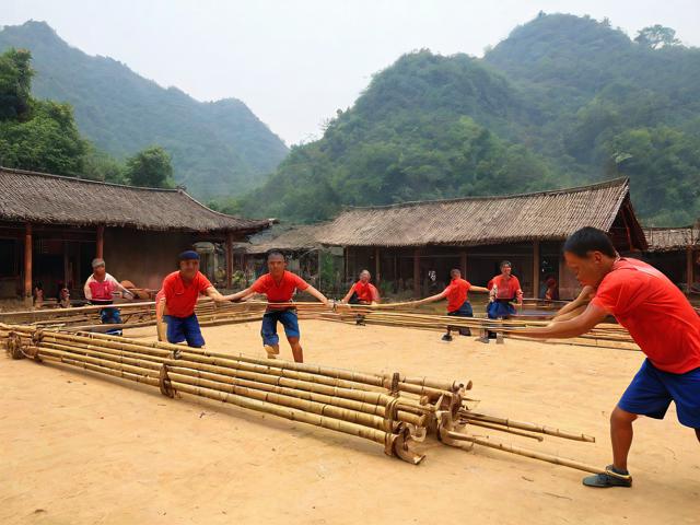 九游体育网站_ 乡村特色竹竿挤拔河，传承传统民俗运动，拔竹竿神器